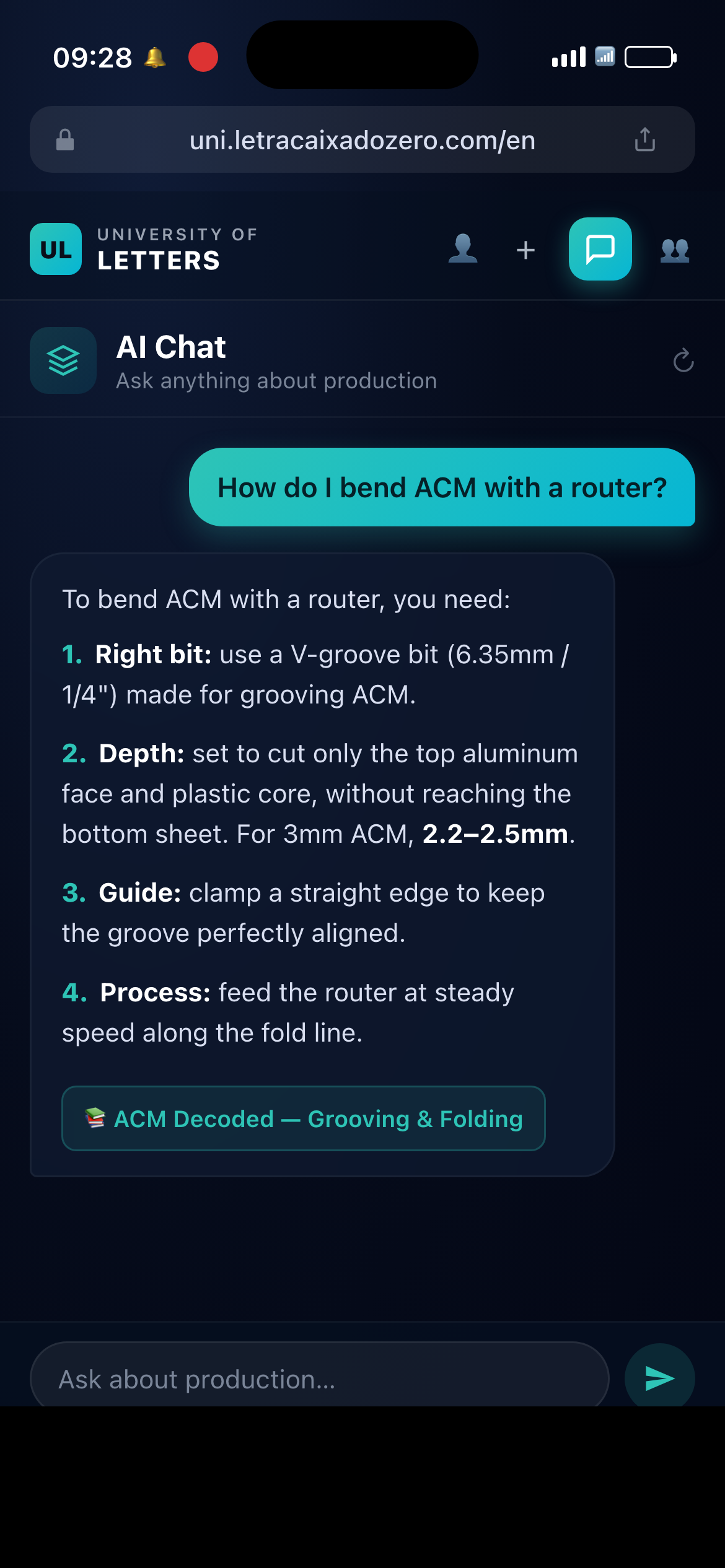AI Chat — How to bend ACM with a router